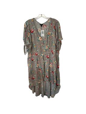 Torrid Top High Low Pullover Tunic Cold Shoulder Floral V-Neck Gauze Babydoll 3X